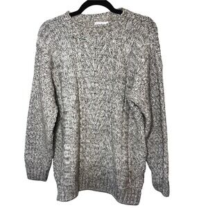 Garland Medium Cable Knit Fishermen Sweater Women's Beige Tonal Marled Chunky